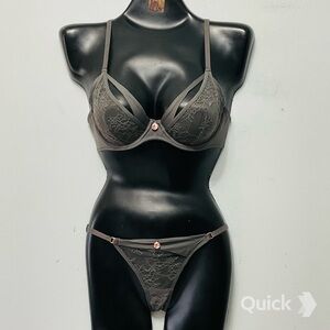 NWT 2 pcs Floral Lace Cutout Bra & Panties Set